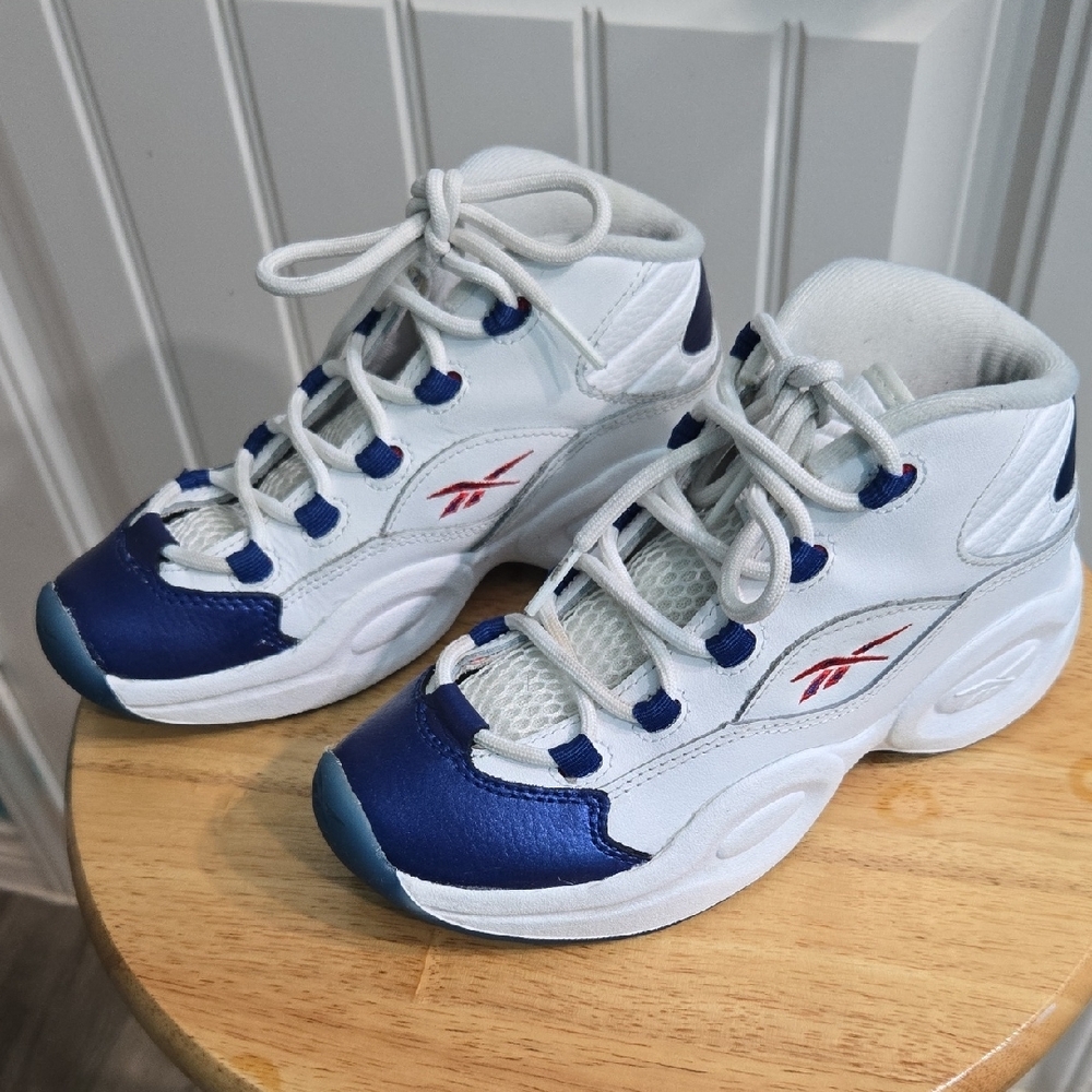 Reebok Blue and White Retro High-Top Sneakers